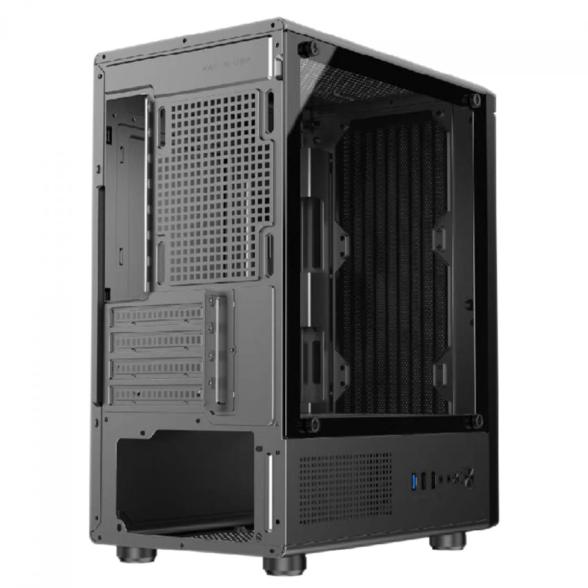 Gabinete Gamer Hayom GB1726, Mid Tower, Vidro Temperado, M-ATX, Sem Fonte, Sem Fans, Preto