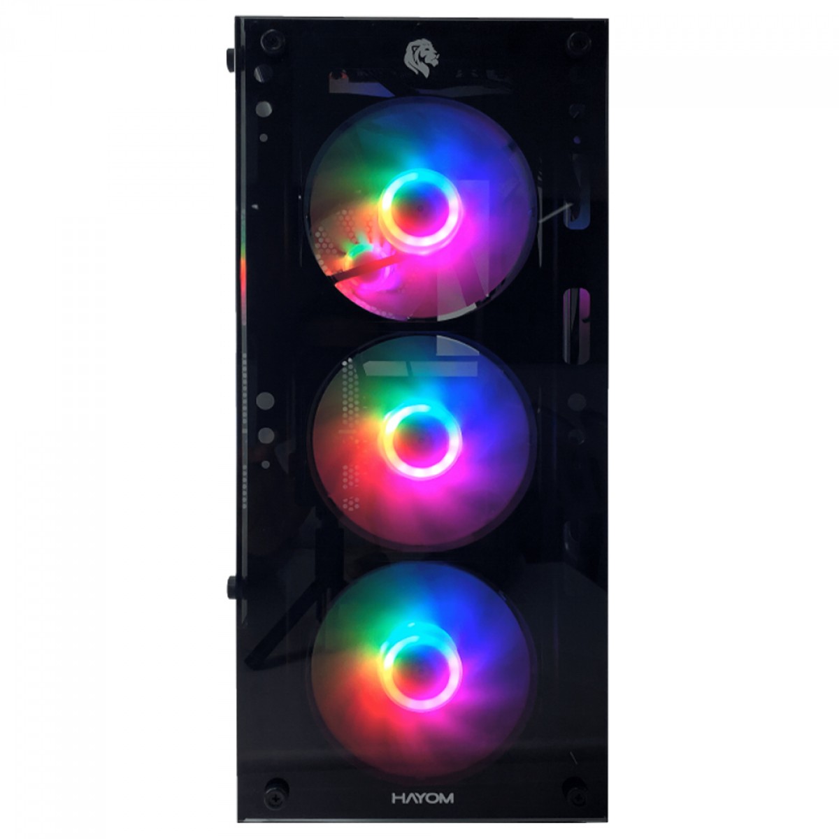 Gabinete Gamer Hayom GB1749, Mid Tower, Vidro Temperado, ATX, Sem Fonte, Com 4 Fans, Preto