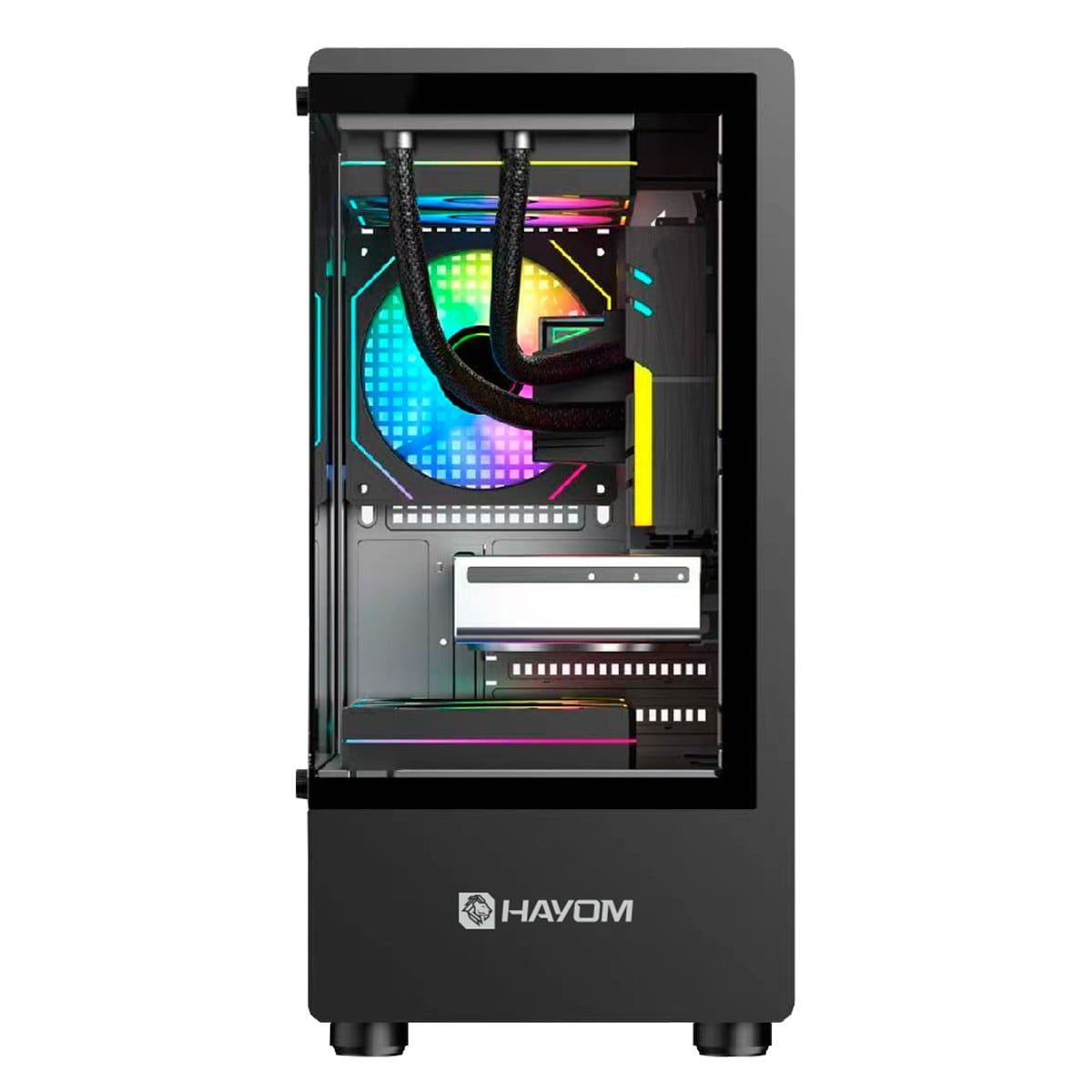 Gabinete Gamer Hayom GB1789, Mid Tower, Vidro Temperado, m-ATX, Sem Fonte, Com 3 Fans, Preto