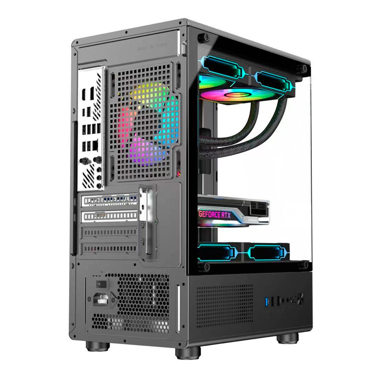 Gabinete Gamer Hayom GB1789, Mid Tower, Vidro Temperado, m-ATX, Sem Fonte, Com 3 Fans, Preto