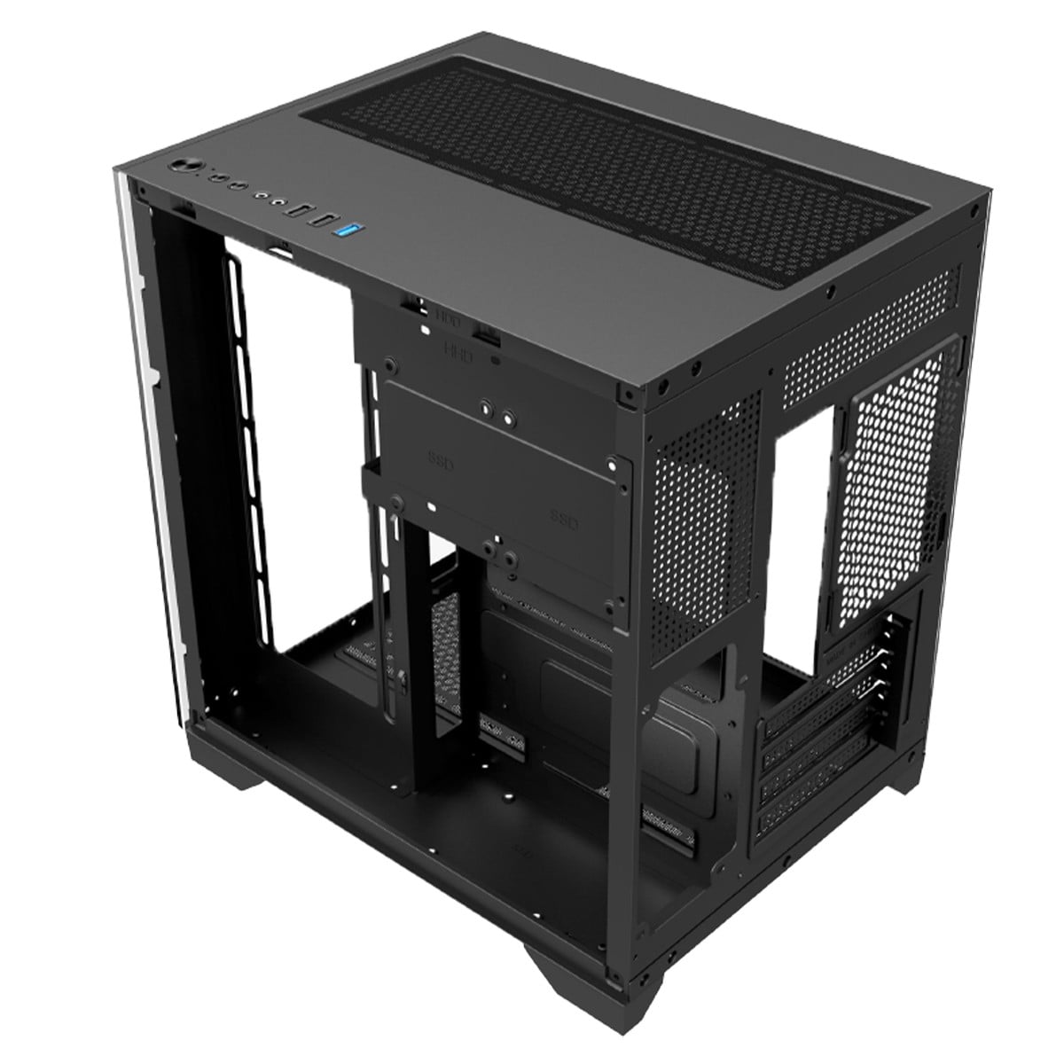 Gabinete Gamer Hayom GB1790, Mini Tower, Vidro Temperado, M-ATX, Sem Fonte, Com 4 Fans, Preto