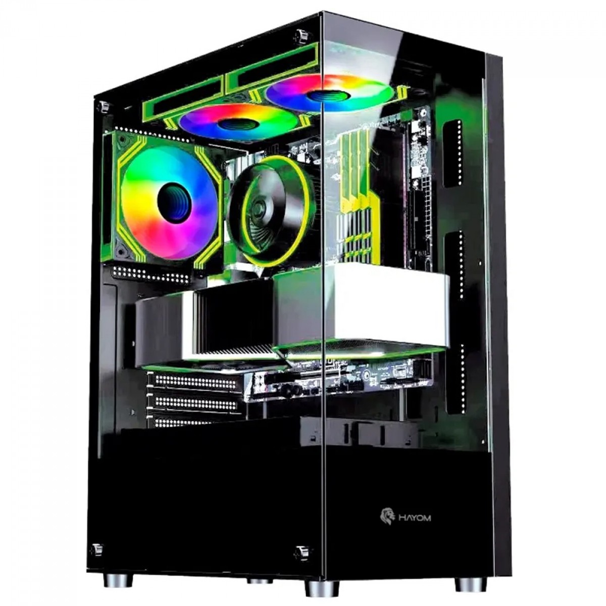 Gabinete Gamer Hayom GB1792, Mid Tower, Lateral de Vidro, ATX, Com 3 Fans, Sem Fonte, Preto