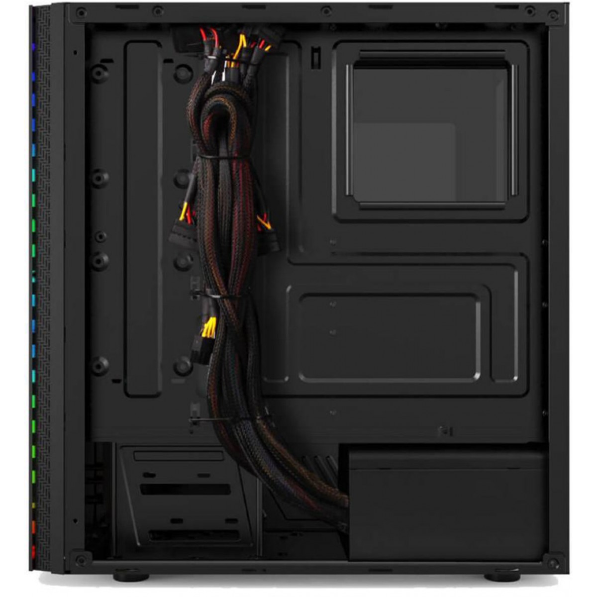 Gabinete Gamer Home Tech RGB, Mid Tower, Com 1 Fan, Lateral em Acrílico, Black, S-Fonte, HTX910B