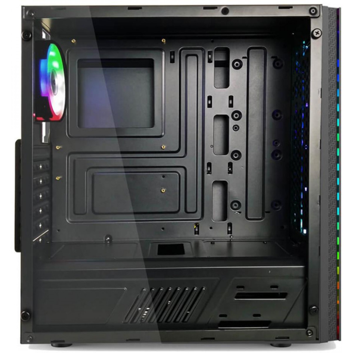 Gabinete Gamer Home Tech RGB, Mid Tower, Com 1 Fan, Lateral em Acrílico, Black, S-Fonte, HTX910B