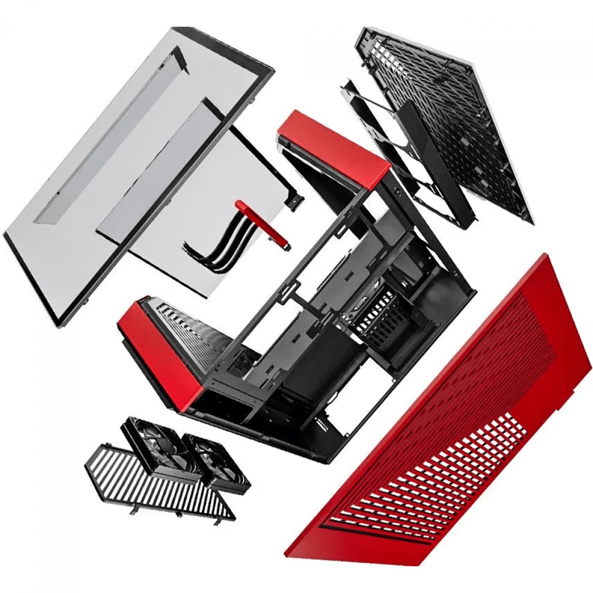 Gabinete Gamer Hyte Y60 Black Cherry, Mid Tower, Vidro Temperado, ATX, Sem Fonte, Com 3 fans, Preto e Vermelho, CS-HYTE-Y60-BR