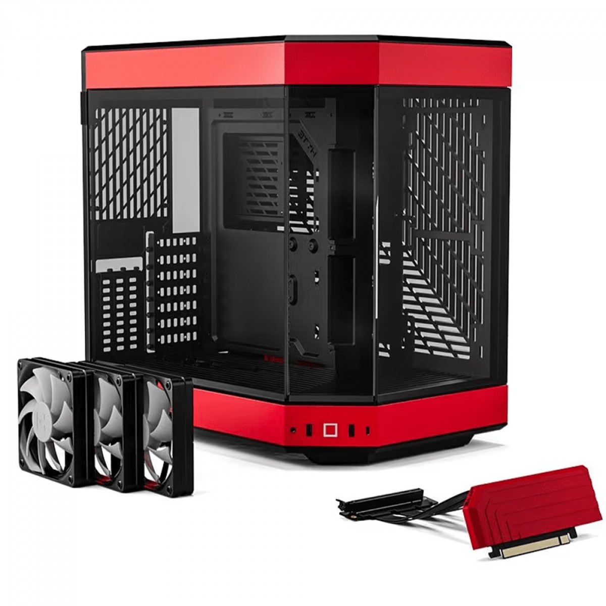 Gabinete Gamer Hyte Y60 Black Cherry, Mid Tower, Vidro Temperado, ATX, Sem Fonte, Com 3 fans, Preto e Vermelho, CS-HYTE-Y60-BR
