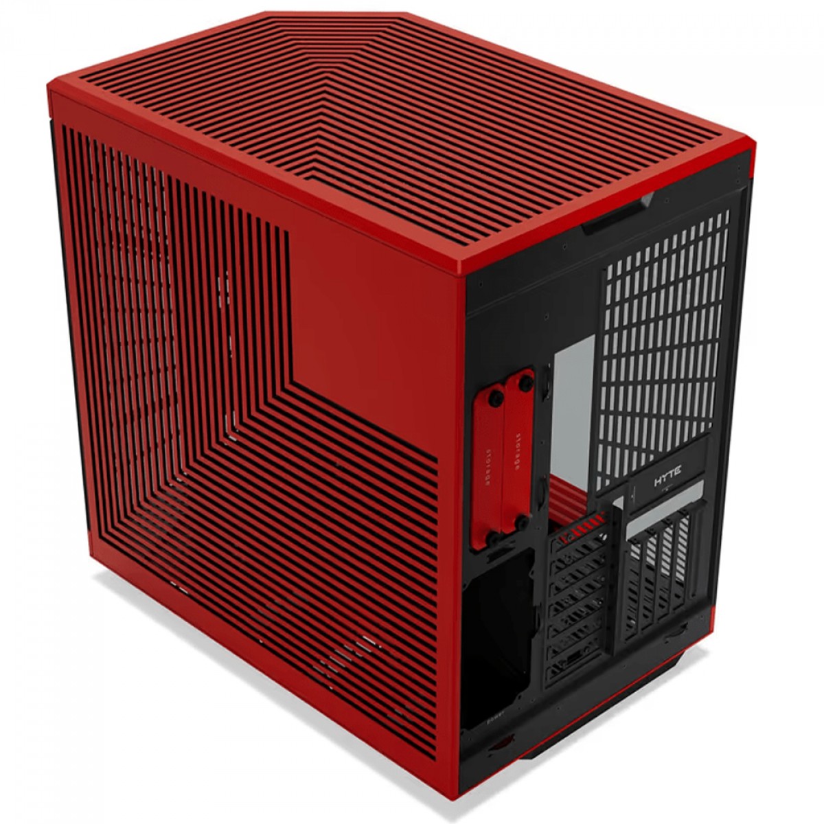 Gabinete Gamer Hyte Y70 Black Cherry, Com Display 2.5K 14.5 Pol Touch, Mid Tower, Vidro Temperado, EATX, Sem Fans, Preto e Vermelho, CS-HYTE-Y70-BR-L