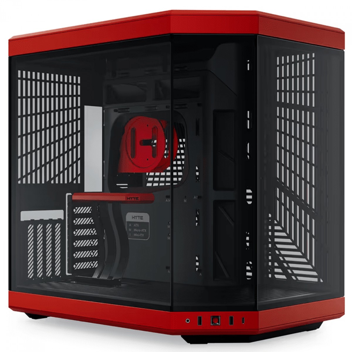 Gabinete Gamer Hyte Y70, Mid Tower, Vidro Temperado, EATX, Sem Fans, Preto e Vermelho, CS-HYTE-Y70-BR