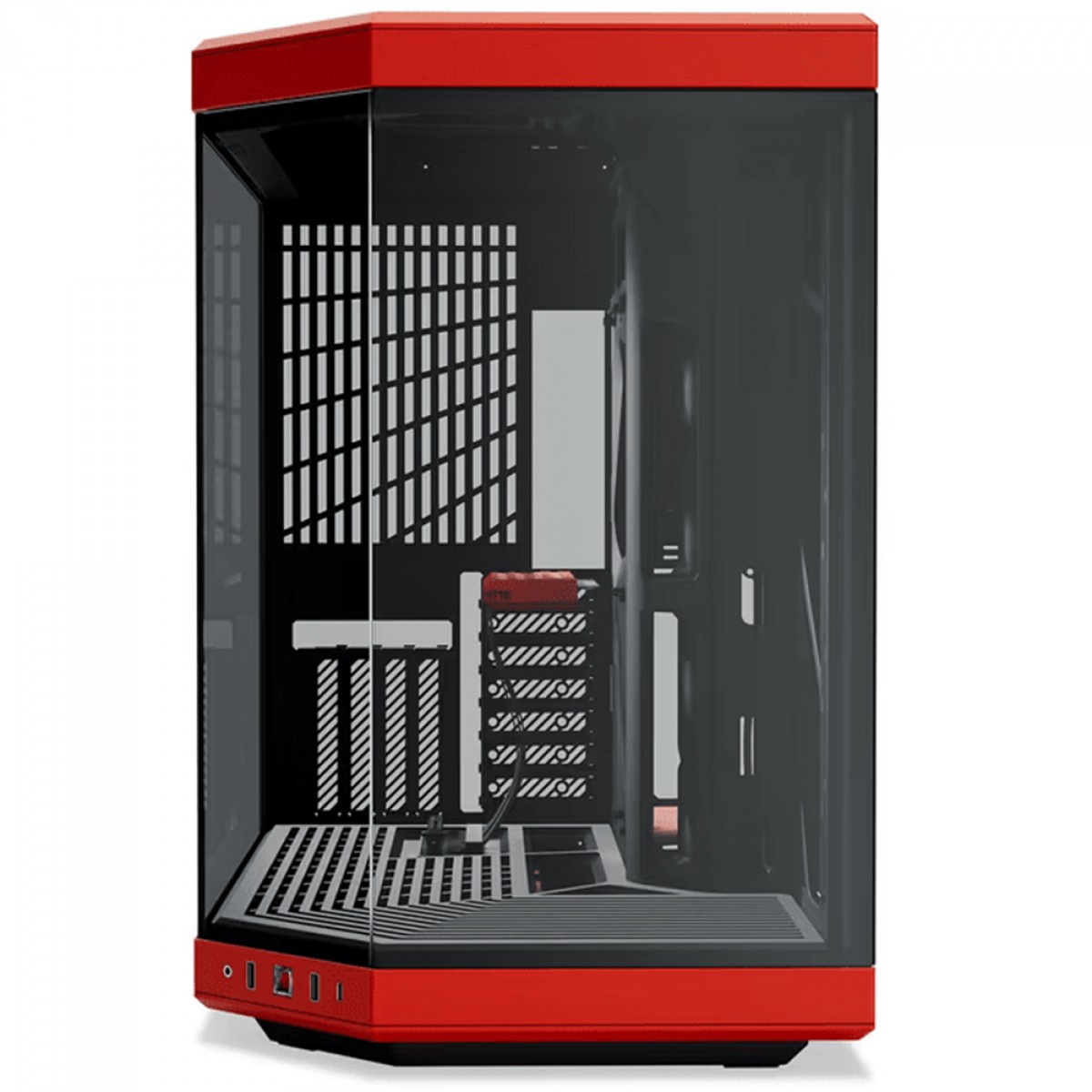 Gabinete Gamer Hyte Y70, Mid Tower, Vidro Temperado, EATX, Sem Fans, Preto e Vermelho, CS-HYTE-Y70-BR