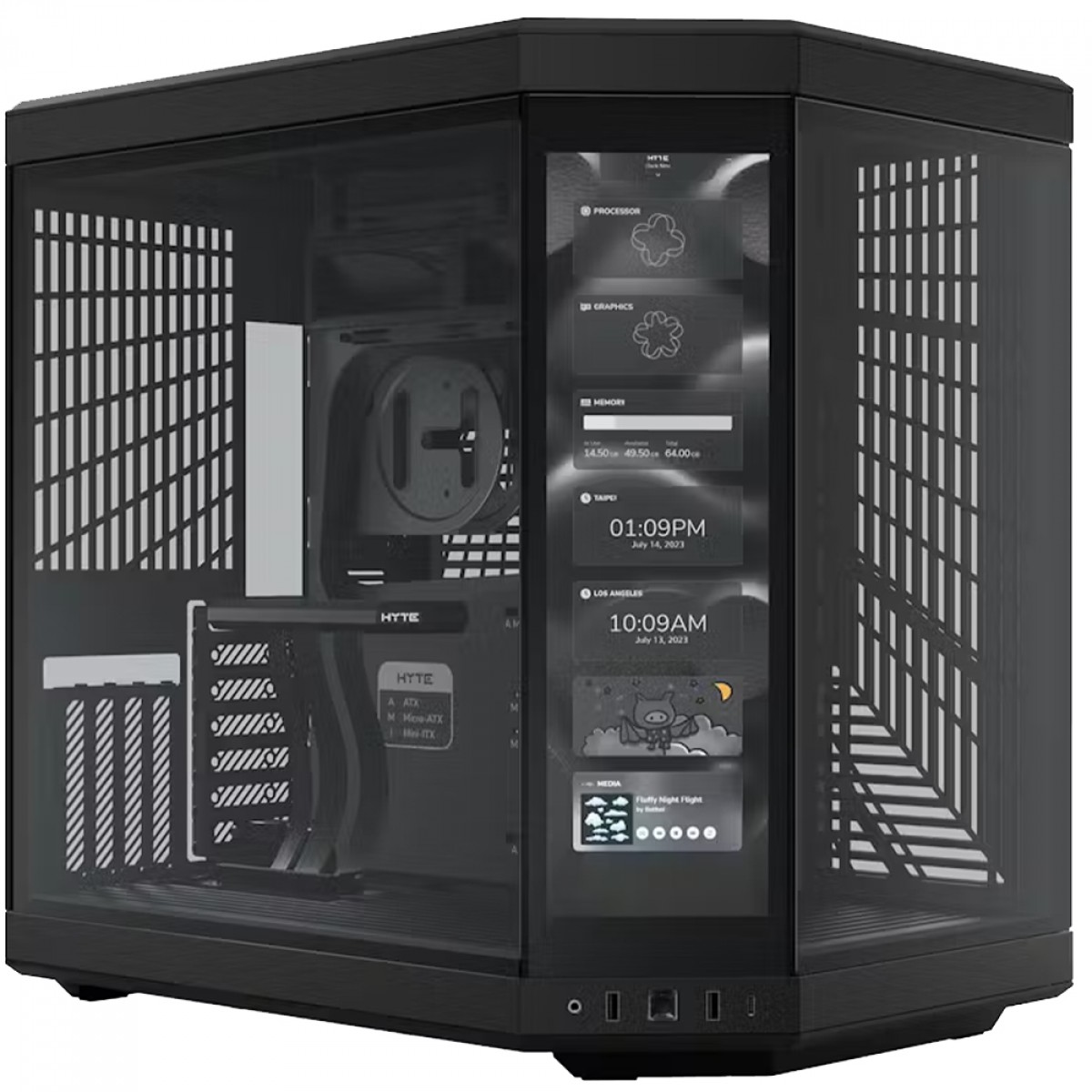 Gabinete Gamer Hyte Y70 Touch, Com Display 4K 14.1 Pol Touch, Mid Tower, Vidro Temperado, EATX, Sem Fans, Preto, CS-HYTE-Y70-B-L