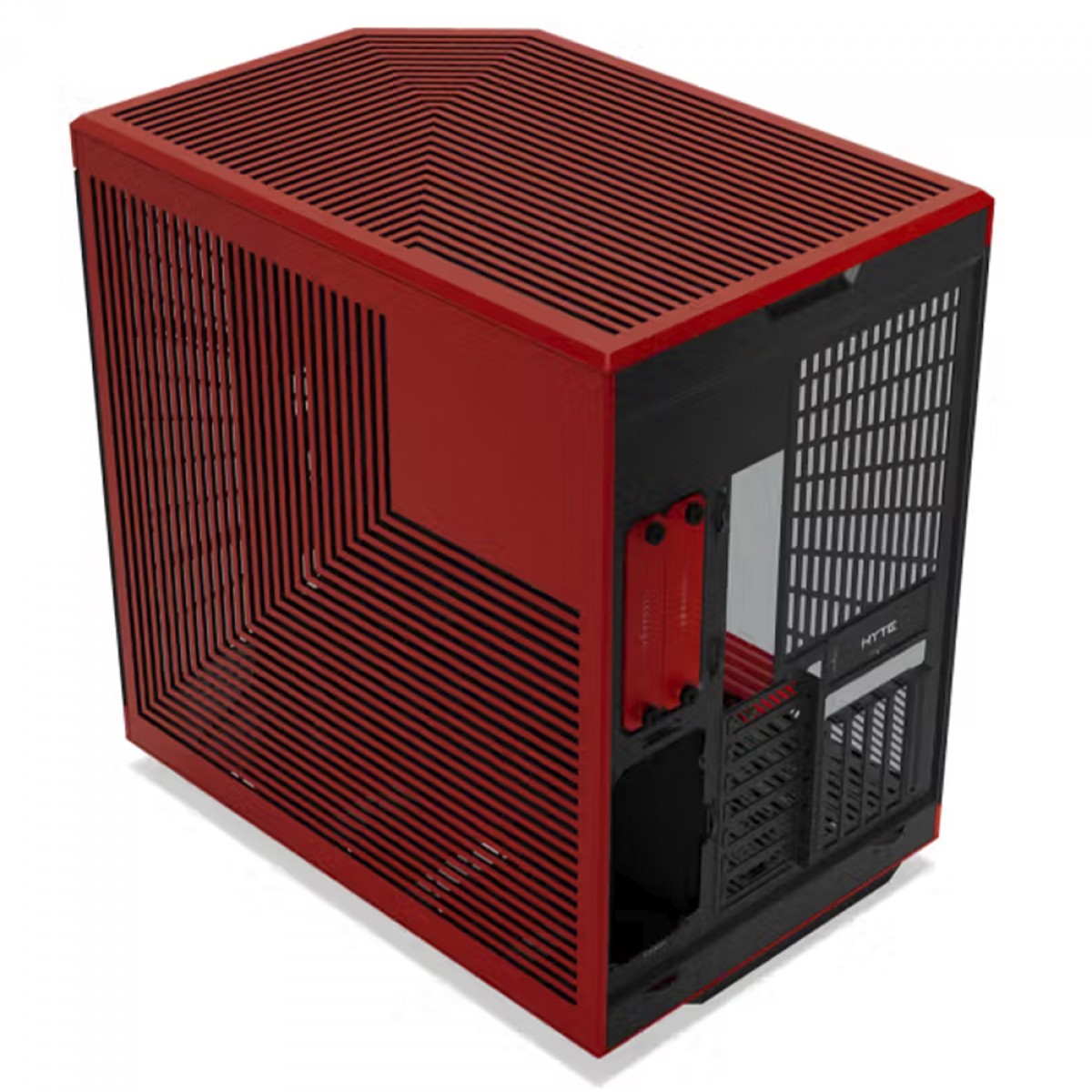 Gabinete Gamer Hyte Y70 Touch Infinite Black Cherry, Com Display 2.5K 14.9 Pol Touch, Mid Tower, Vidro Temperado, EATX, Sem Fans, Preto e Vermelho, CS-HYTE-Y70TTI-RB