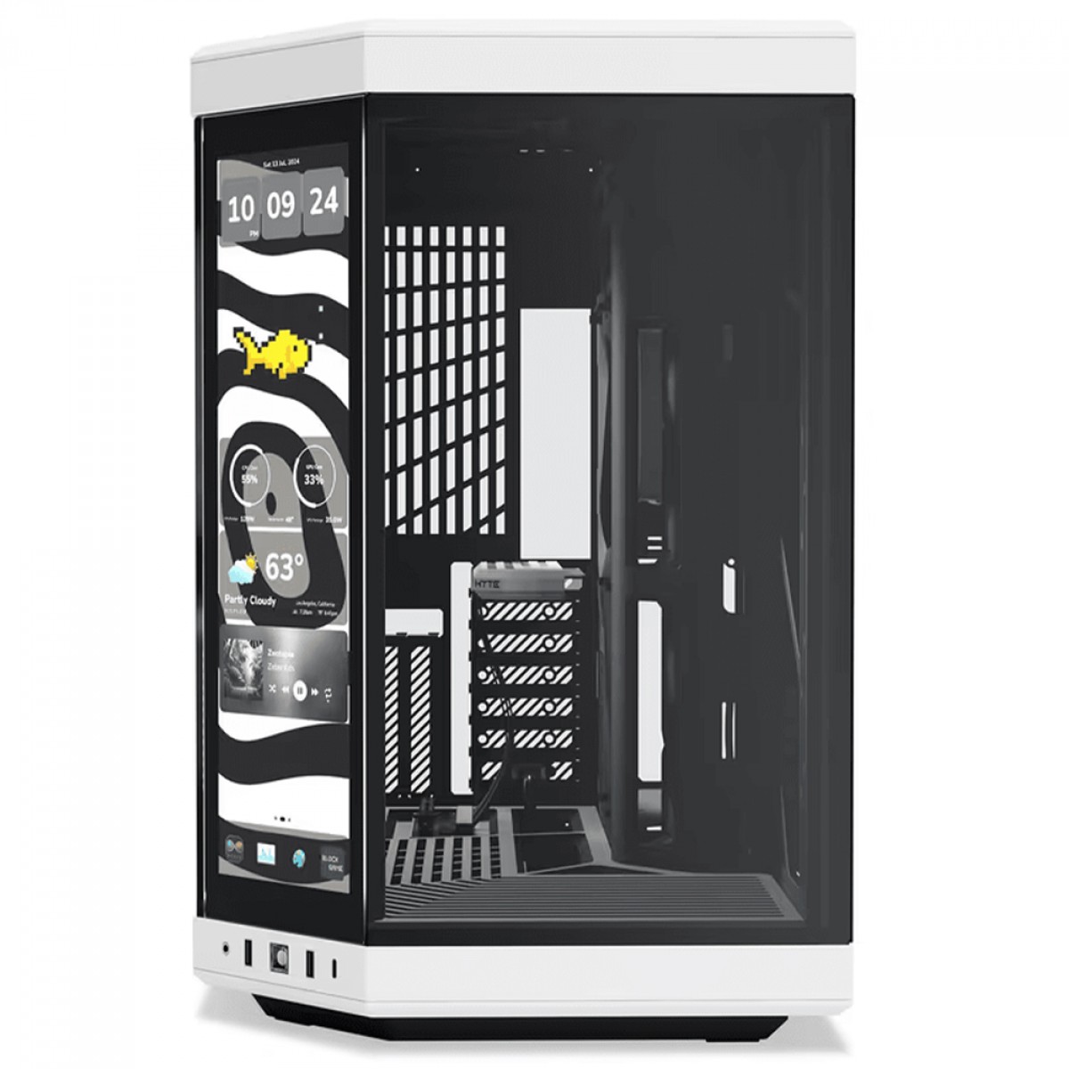 Gabinete Gamer Hyte Y70 Touch Infinite Panda, Com Display 2.5K 14.9 Pol Touch, Mid Tower, Vidro Temperado, EATX, Sem Fans, Preto e Branco, CS-HYTE-Y70TTI-WB
