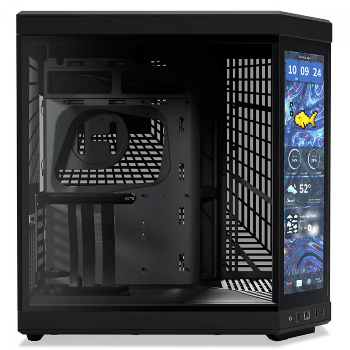 Gabinete Gamer Hyte Y70 Touch Infinite Pitch Black, Com Display 2.5K 14.9 Pol Touch, Mid Tower, Vidro Temperado, EATX, Sem Fans, Preto, CS-HYTE-Y70TTI-BB
