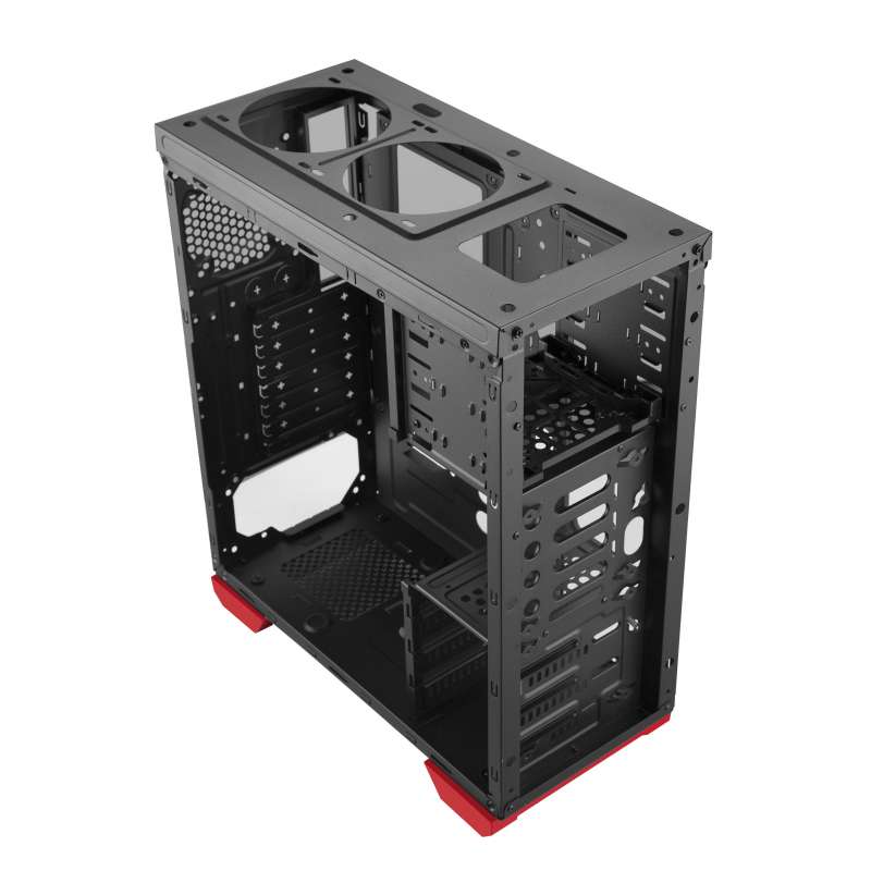 Gabinete Gamer Isolatic X2-6020R-CE/R-2U3 Red Mid Tower S/Fonte