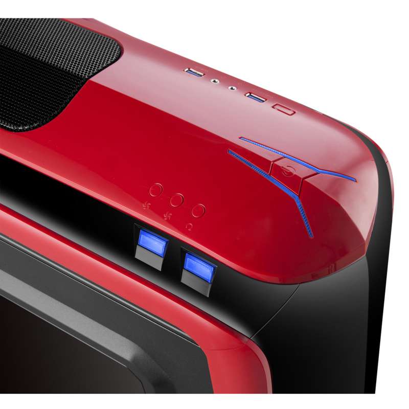 Gabinete Gamer Isolatic X2-6020R-CE/R-2U3 Red Mid Tower S/Fonte