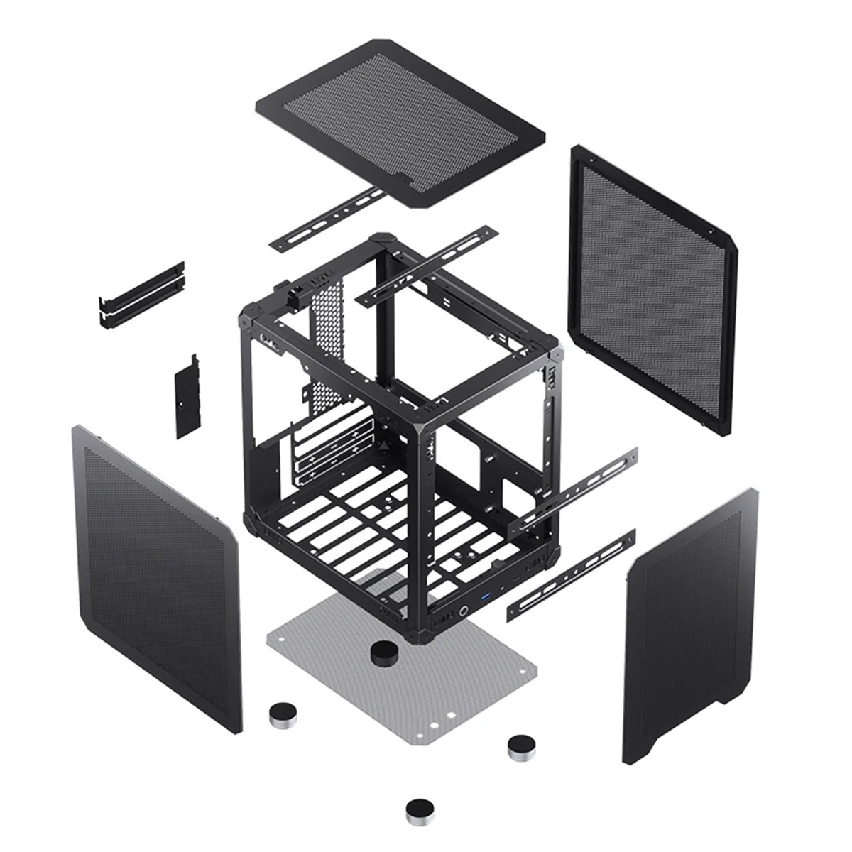 Gabinete Gamer Jonsbo C6 Black, Mini Tower, M-ATX, Sem Fonte, Sem Fans, Preto
