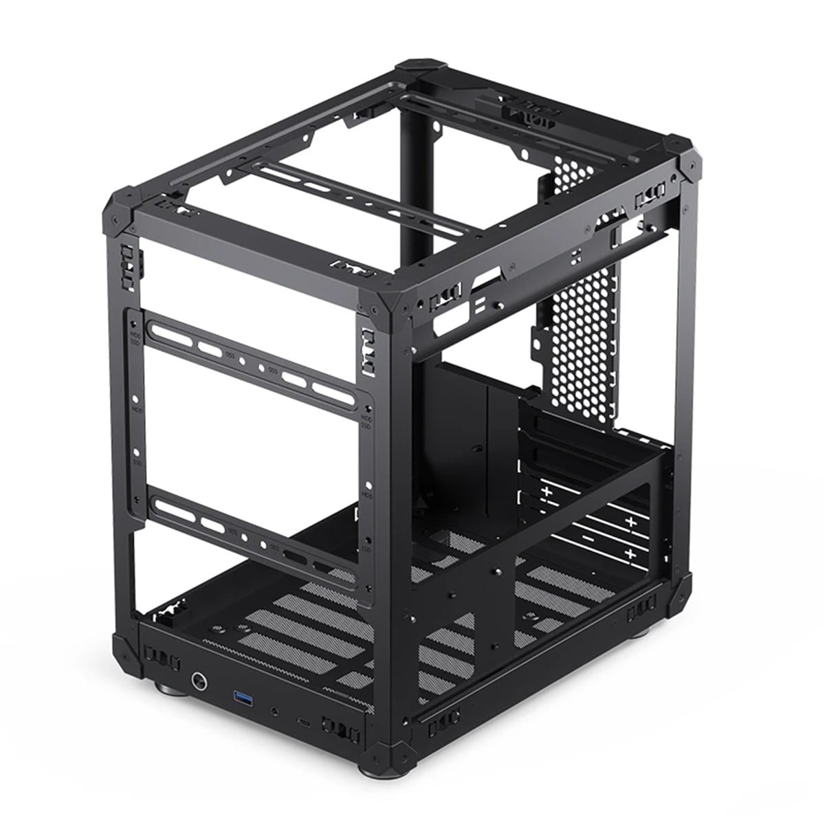Gabinete Gamer Jonsbo C6 Black, Mini Tower, M-ATX, Sem Fonte, Sem Fans, Preto