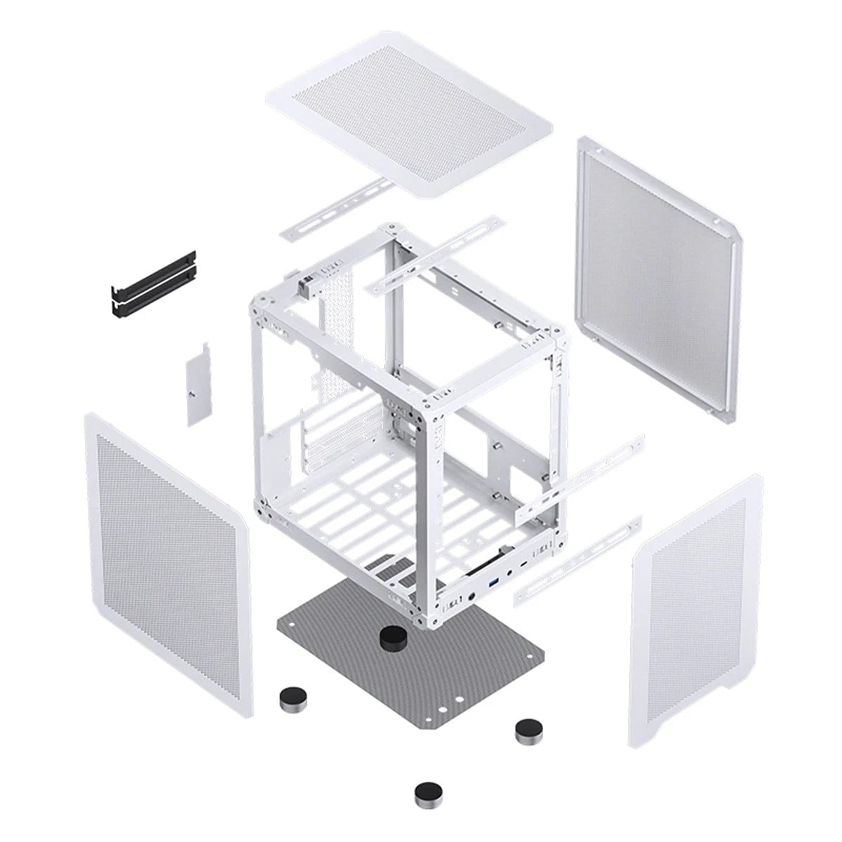 Gabinete Gamer Jonsbo C6 White, Mini Tower, M-ATX, Sem Fonte, Sem Fans, Branco