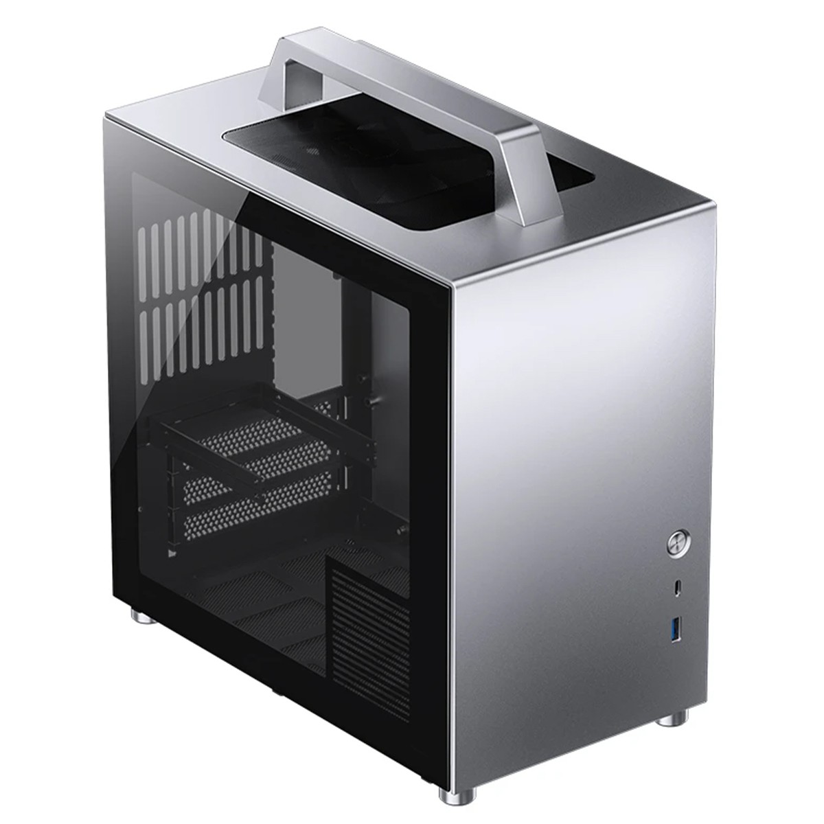 Gabinete Gamer Jonsbo T8 Plus, Mini Tower, Vidro Temperado, Mini ITX, Sem Fonte, Sem Fans, Cinza