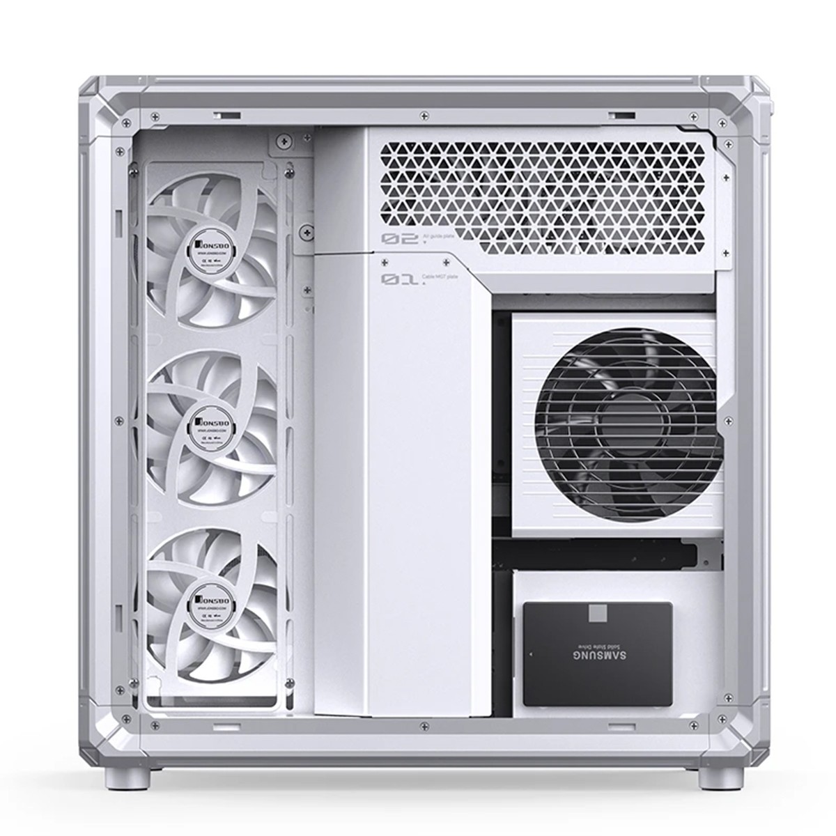Gabinete Gamer Jonsbo X400 White, Mid Tower, Vidro Temperado, ATX, Sem Fonte, Sem Fans, Branco
