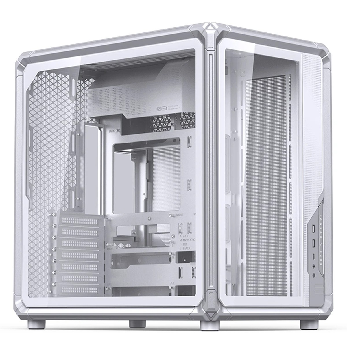 Gabinete Gamer Jonsbo X400 White, Mid Tower, Vidro Temperado, ATX, Sem Fonte, Sem Fans, Branco