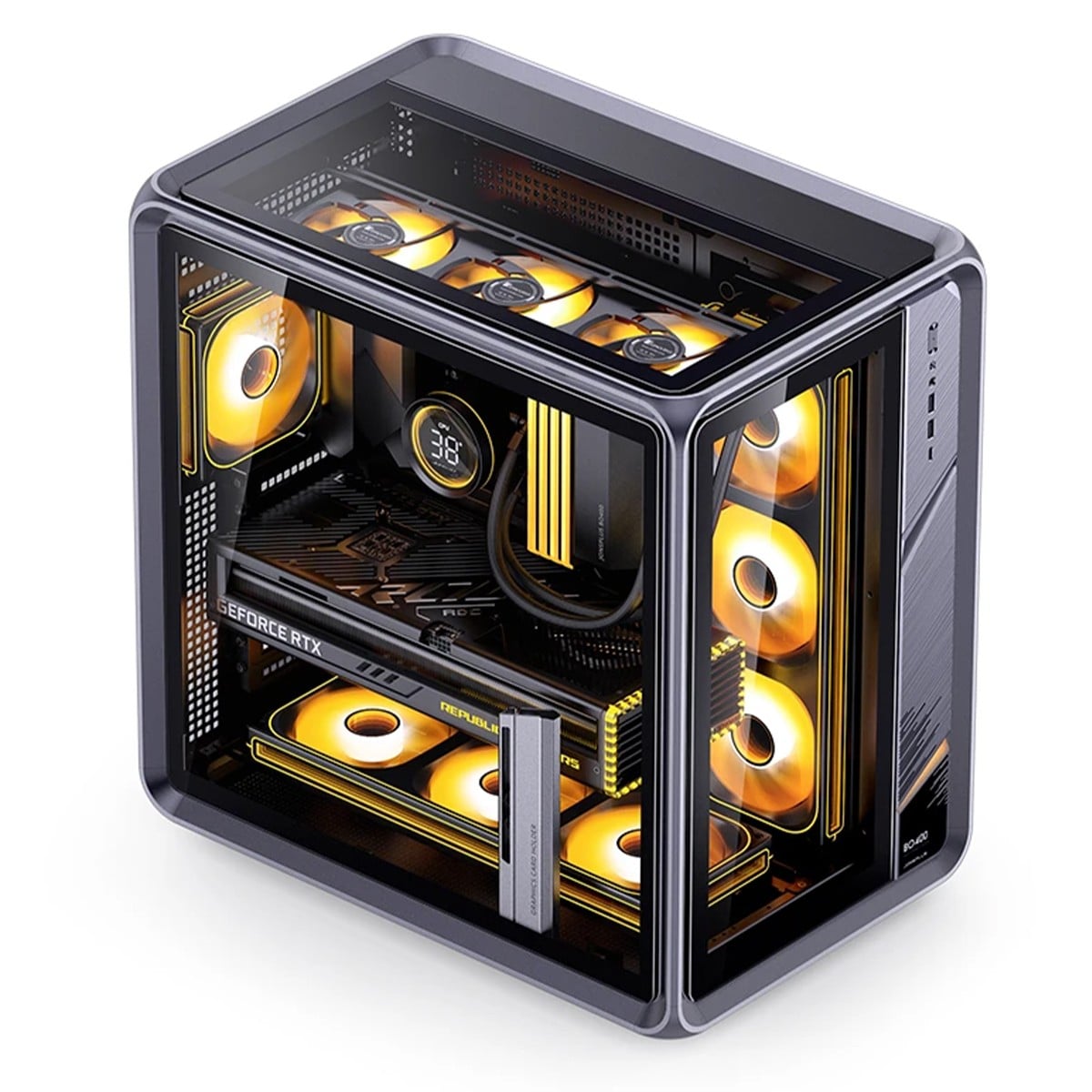 Gabinete Gamer Jonsbo/Jonsplus BO400, Mid Tower, Vidro Temperado, ATX, Sem Fonte, Sem Fans, Cinza