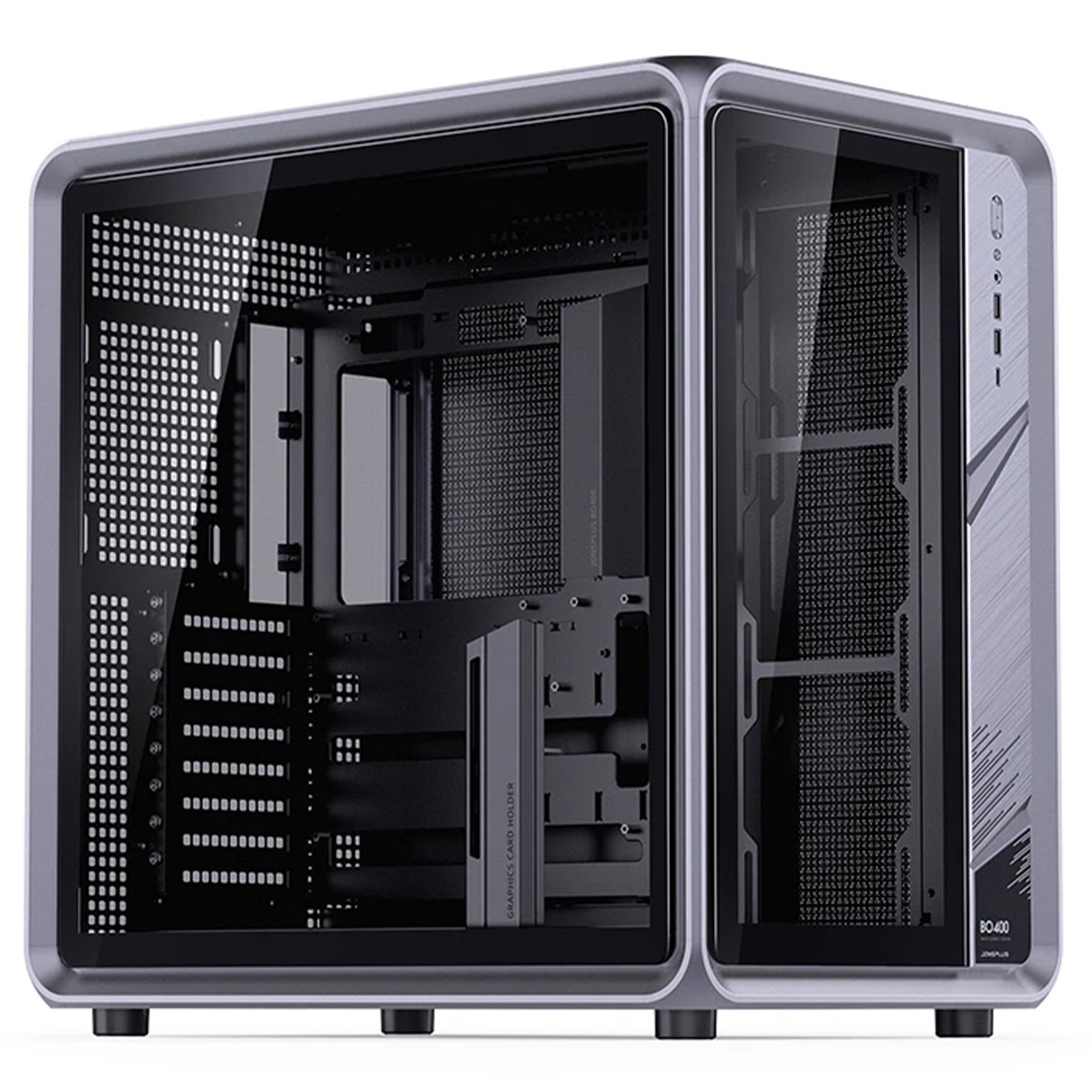 Gabinete Gamer Jonsbo/Jonsplus BO400, Mid Tower, Vidro Temperado, ATX, Sem Fonte, Sem Fans, Cinza