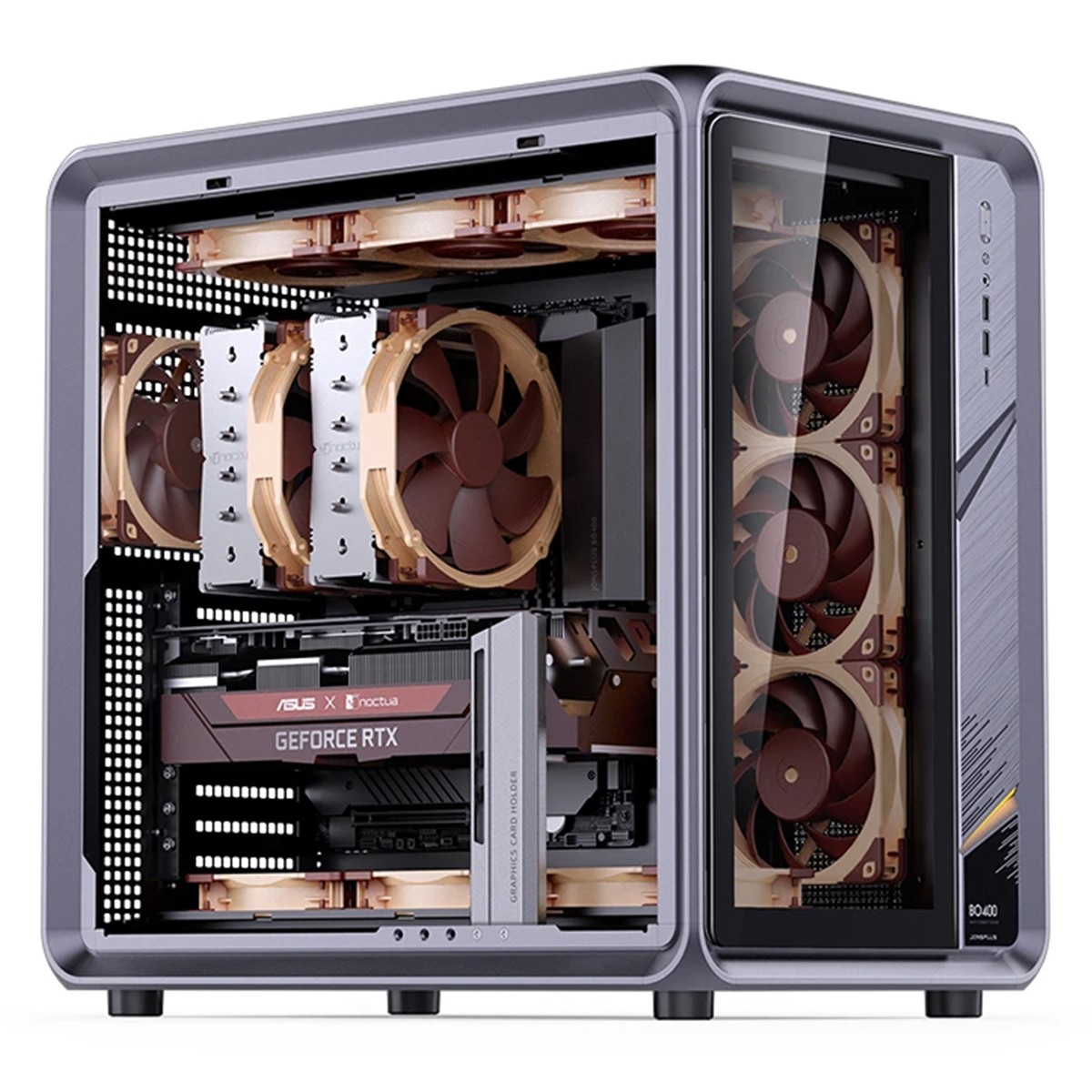 Gabinete Gamer Jonsbo/Jonsplus BO400, Mid Tower, Vidro Temperado, ATX, Sem Fonte, Sem Fans, Cinza