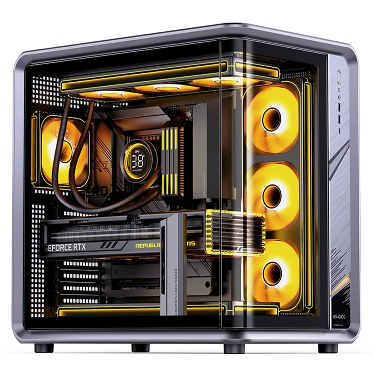 Gabinete Gamer Jonsbo/Jonsplus, Mid Tower, Vidro Temperado, ATX, Sem Fonte, Sem Fans, Cinza, BO400CG