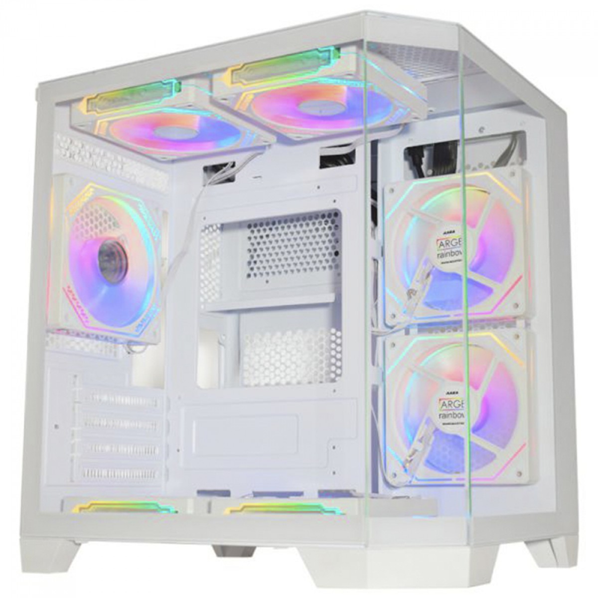 Gabinete Gamer K-MEX Aquario Ângulo CG-W620, Mid Tower, Vidro Temperado, m-ATX, Sem Fan, Branco, CGW620RH002CB0X