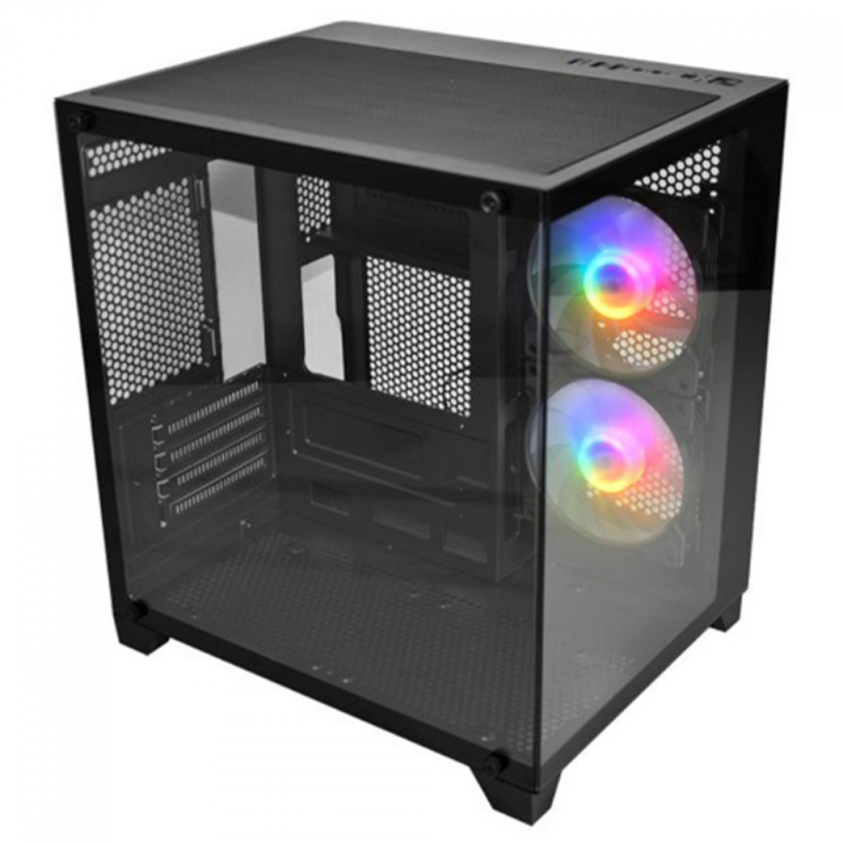 Gabinete Gamer K-MEX Aquario CG-0405, Mini Tower, Vidro Temperado, M-ATX, Sem Fonte, Com 2 Fans, Preto, CG0405RH001CB0X