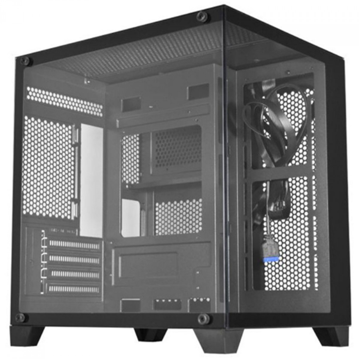 Gabinete Gamer K-MEX Aquario CG-0405, Mini Tower, Vidro Temperado, M-ATX, Sem Fonte, Com 2 Fans, Preto, CG0405RH001CB0X