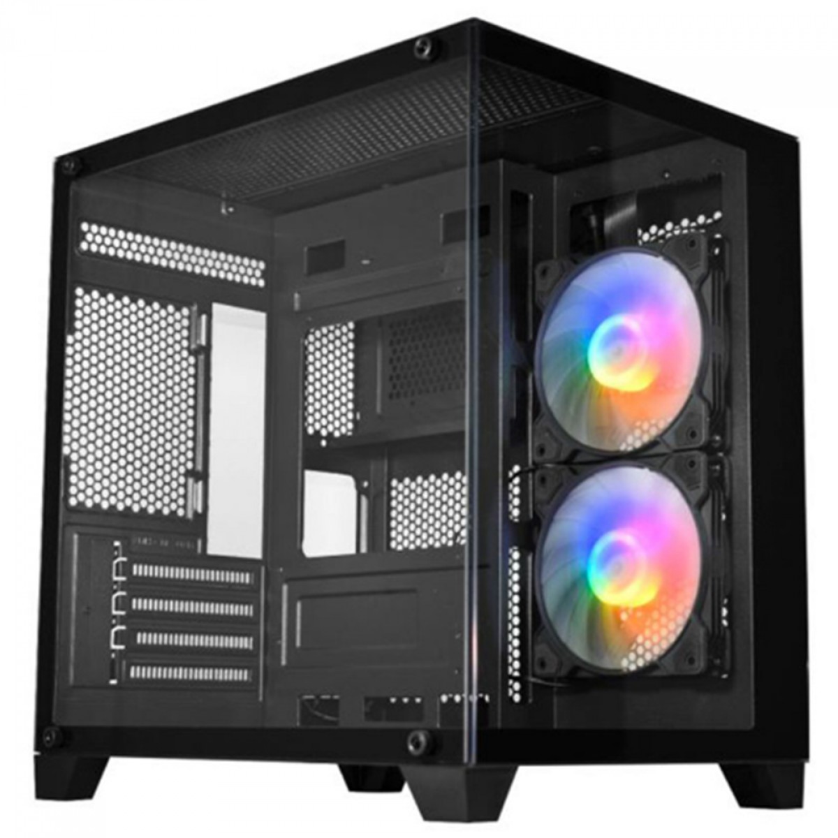 Gabinete Gamer K-MEX Aquario CG-0405, Mini Tower, Vidro Temperado, M-ATX, Sem Fonte, Com 2 Fans, Preto, CG0405RH001CB0X