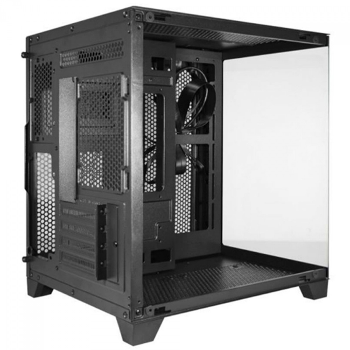 Gabinete Gamer K-MEX Aquario CG-0405, Mini Tower, Vidro Temperado, M-ATX, Sem Fonte, Com 2 Fans, Preto, CG0405RH001CB0X
