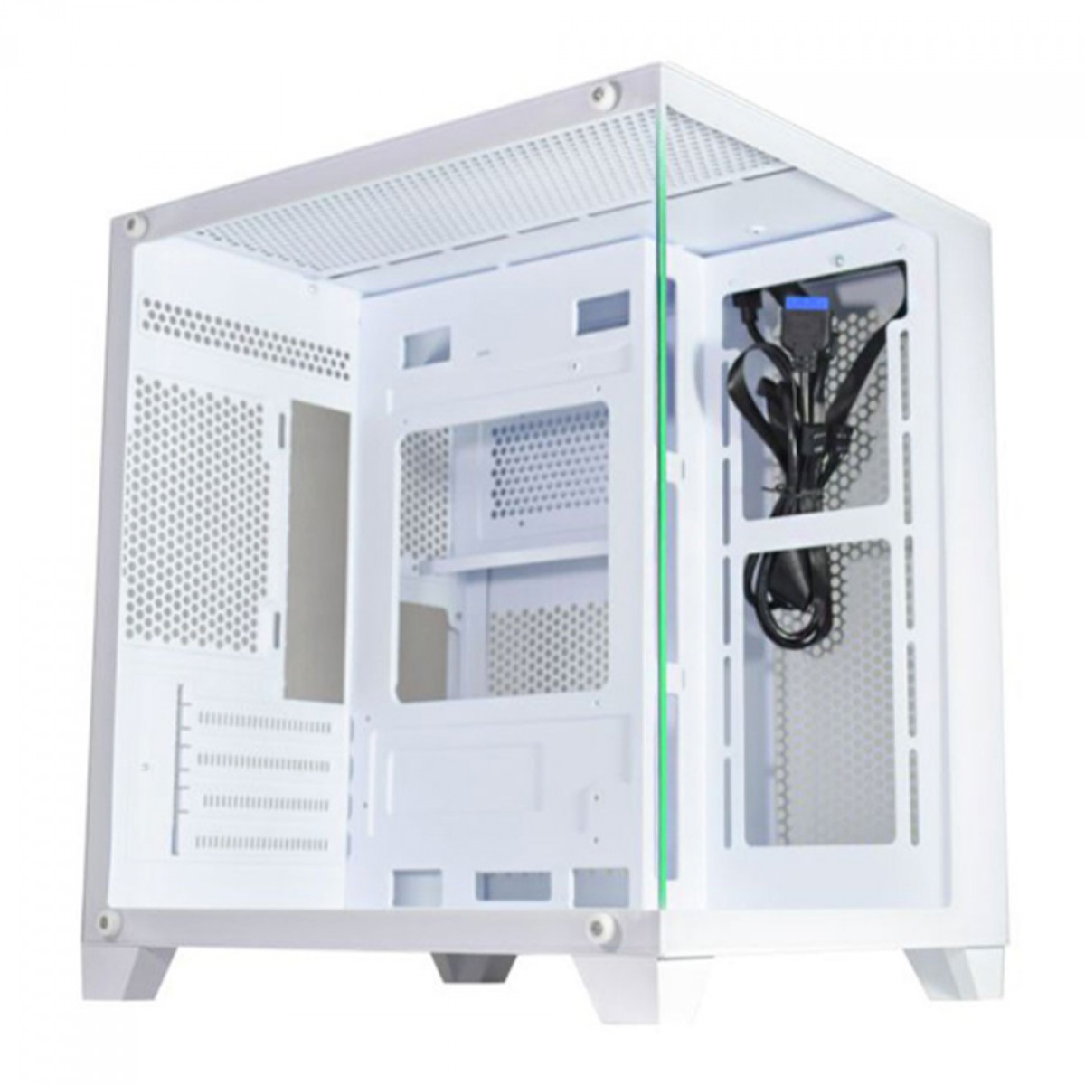 Gabinete Gamer K-MEX Aquario CG-W405, Mini Tower, Vidro Temperado, M-ATX, Sem Fonte, Com 2 Fans, Branco, CGW405RH002CB0X