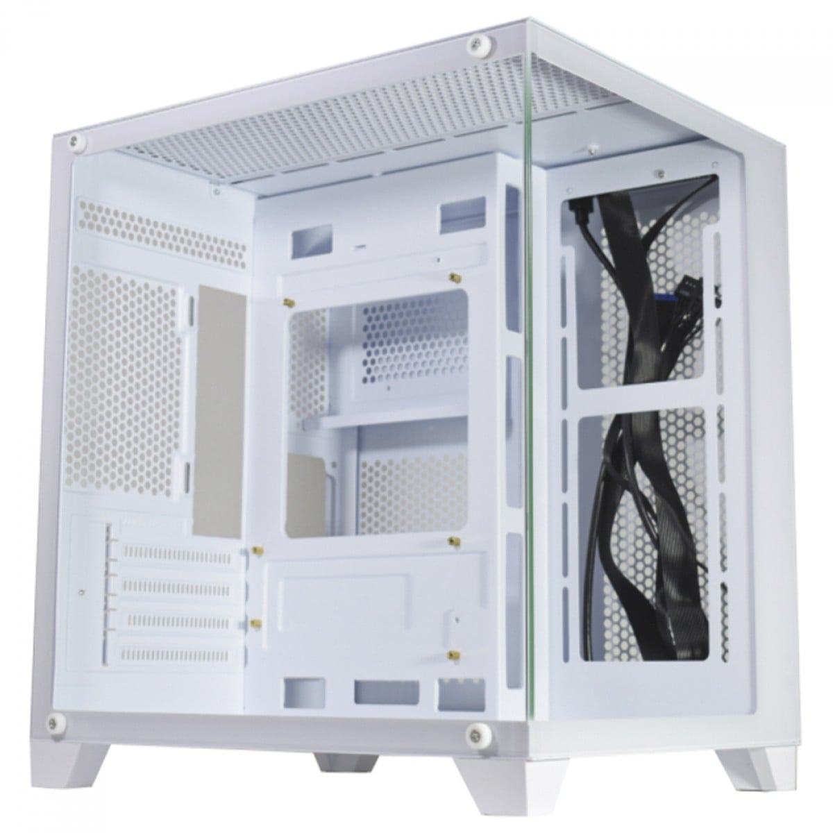 Gabinete Gamer K-MEX Aquario CG-W830, Mid Tower, Vidro Temperado, m-ATX, Sem Fan, Branco, CGW830RH002CB0X