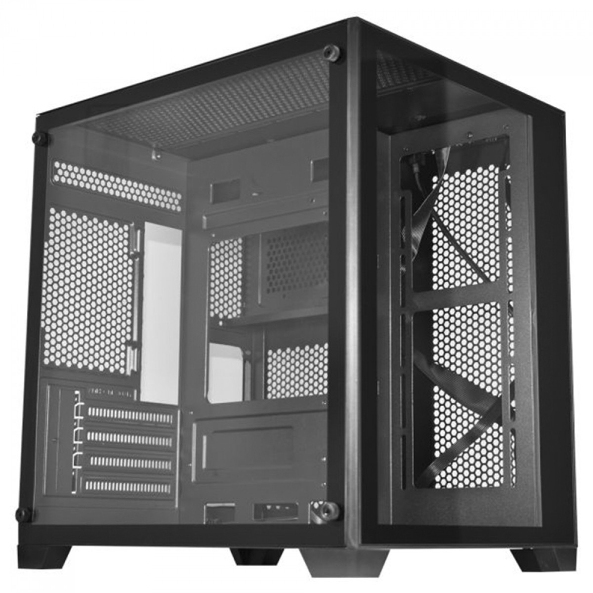 Gabinete Gamer K-MEX Aquario Micro IV CG-0415, Mid Tower, Vidro Temperado, m-ATX, Sem Fan, Preto, CG0415RH001CB0X