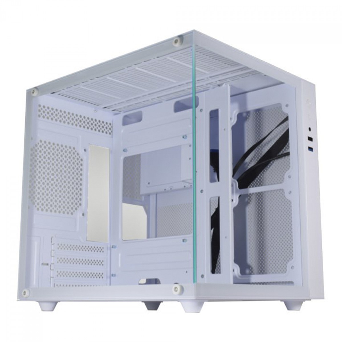 Gabinete Gamer K-MEX Aquario Micro, Mini Tower, Vidro Temperado, M-ATX, White, Sem Fonte, Sem Fan, CG-W2SB