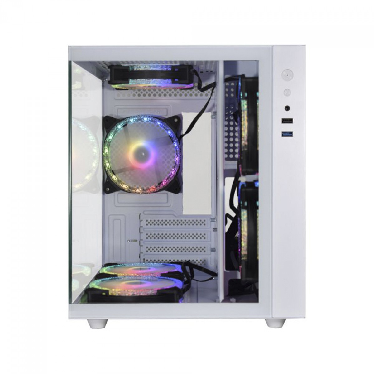Gabinete Gamer K-MEX Aquario Micro, Mini Tower, Vidro Temperado, M-ATX, White, Sem Fonte, Sem Fan, CG-W2SB