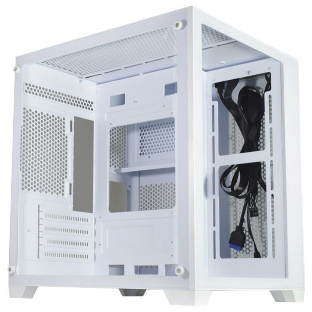 Gabinete Gamer K-MEX Aquario Micro White IV CG-W415, Mid Tower, Vidro Temperado, m-ATX, Sem Fan, Branco, CGW415RH002CB0X