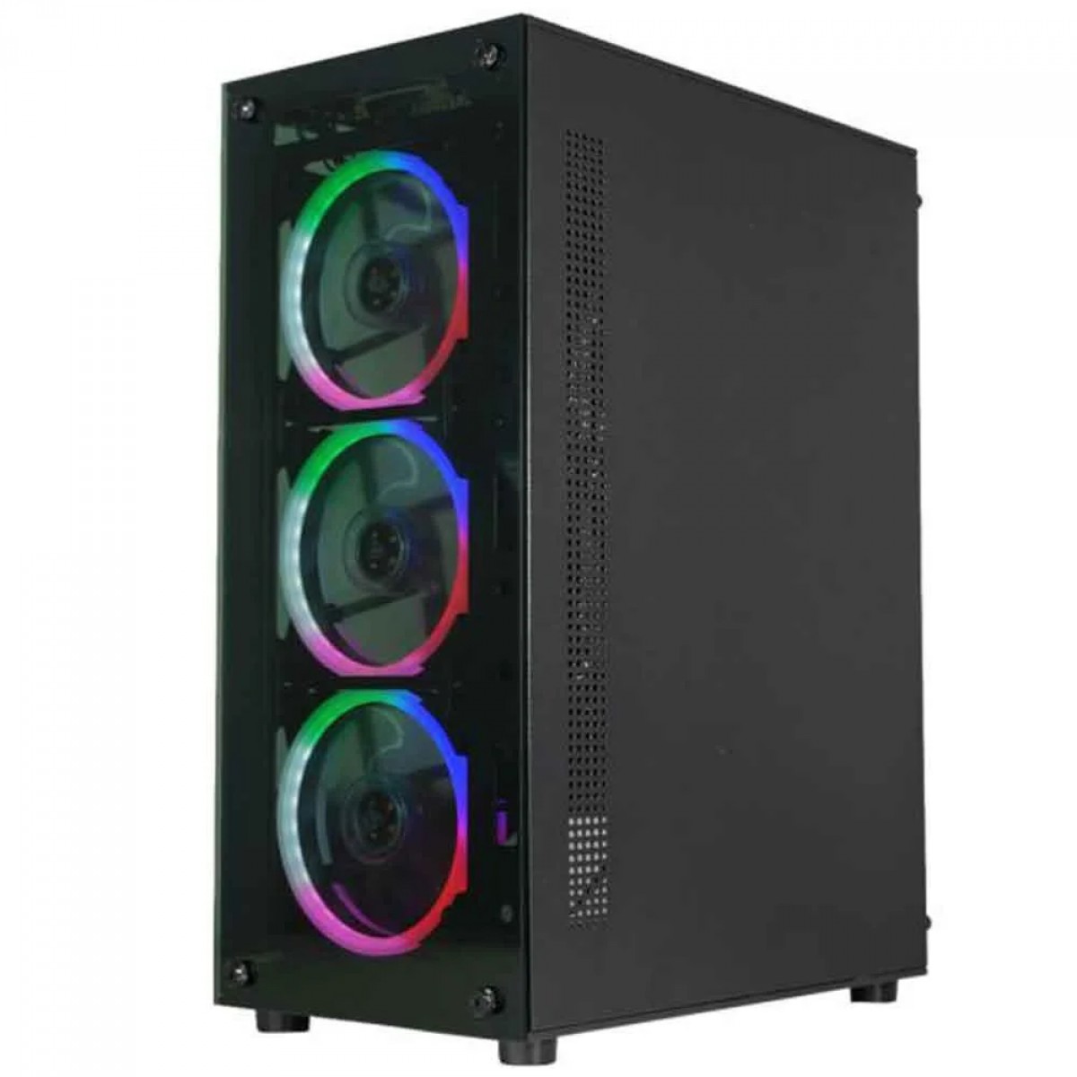 Gabinete Gamer K-MEX CG-30C5, RGB, Mid Tower, Lateral em Vidro, ATX, Com 3 Fans, Sem Fonte, Preto, CG30C5RH0010B0X