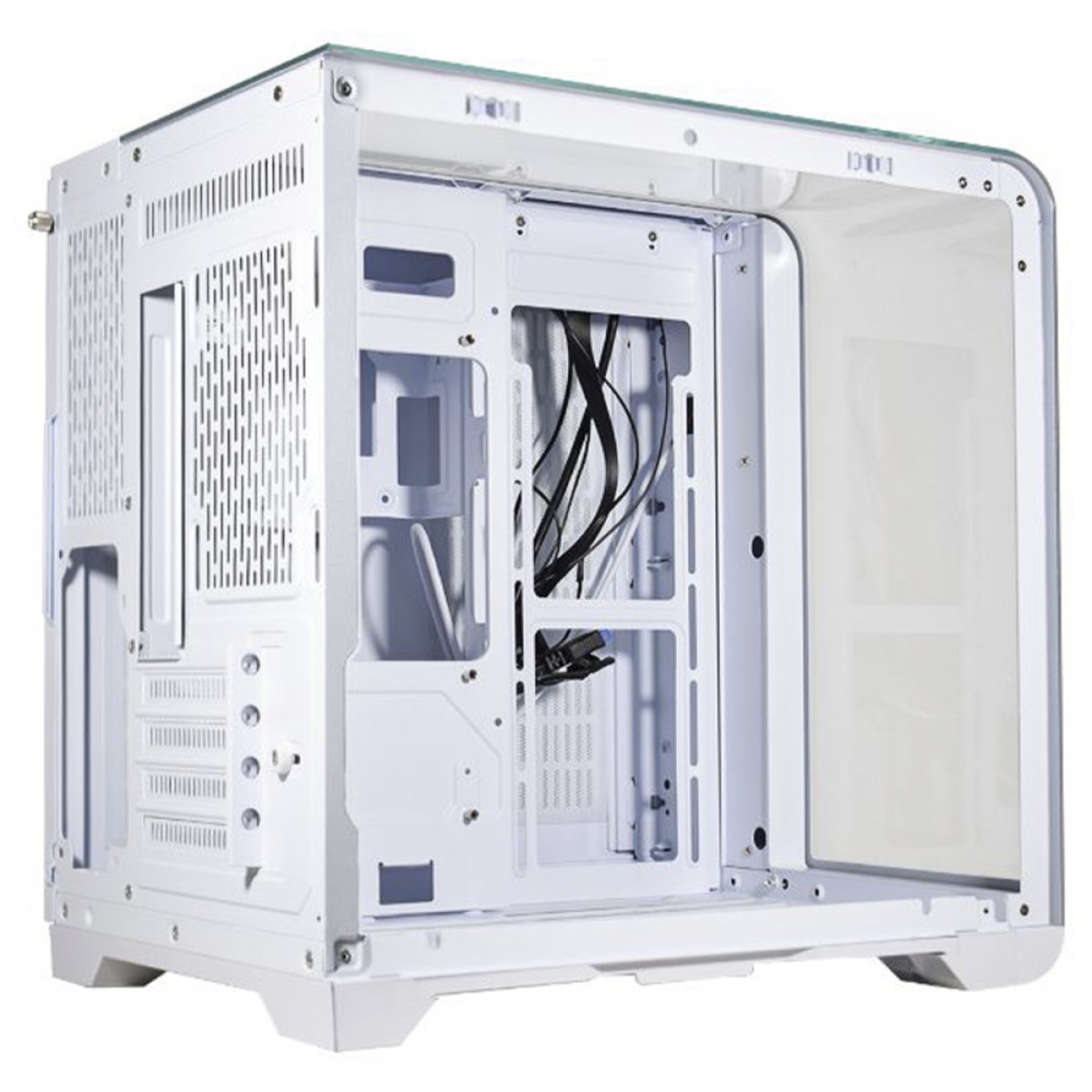 Gabinete Gamer K-MEX Cyberpunk White CG-W8KI, Mid Tower, Vidro Temperado, m-ATX, Com Display Digital, Sem Fan, Branco, CGW8KIRH002CB0X