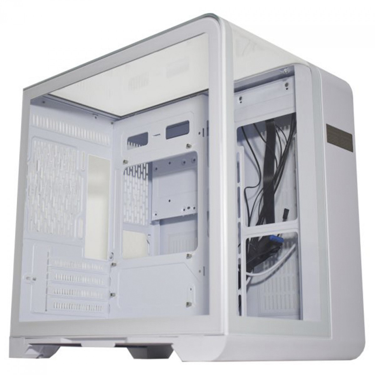 Gabinete Gamer K-MEX Cyberpunk White CG-W8KI, Mid Tower, Vidro Temperado, m-ATX, Com Display Digital, Sem Fan, Branco, CGW8KIRH002CB0X