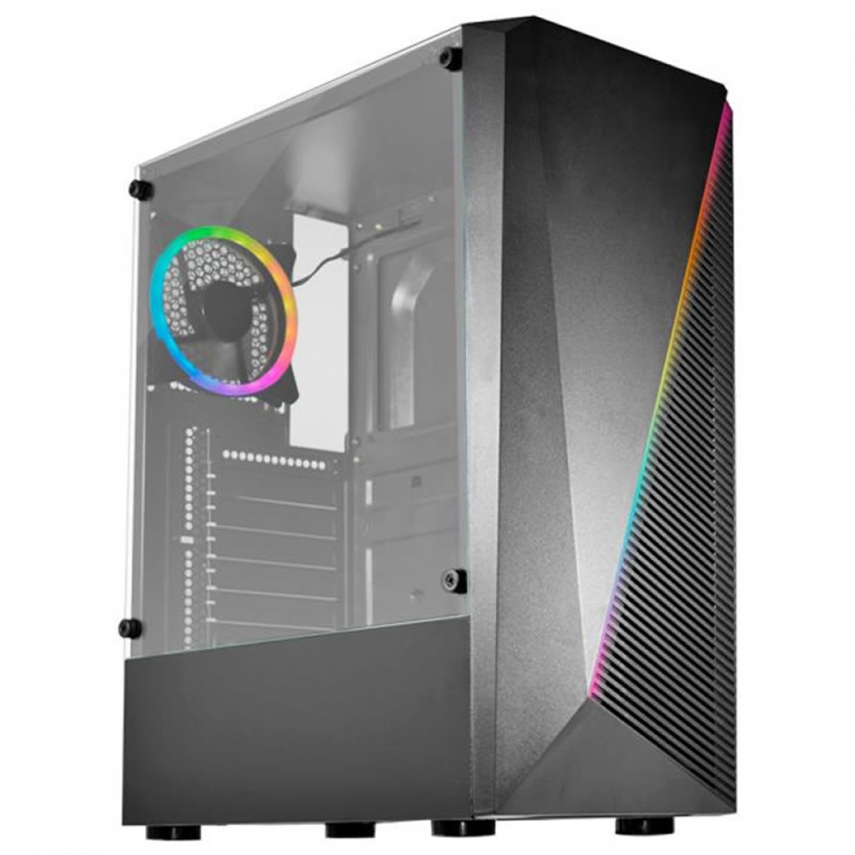 Gabinete Gamer K-MEX Demon I, RGB, Mid Tower, Lateral em Vidro, ATX, Sem Fonte, Sem Fan, Preto, CG02W5RH001CB0X