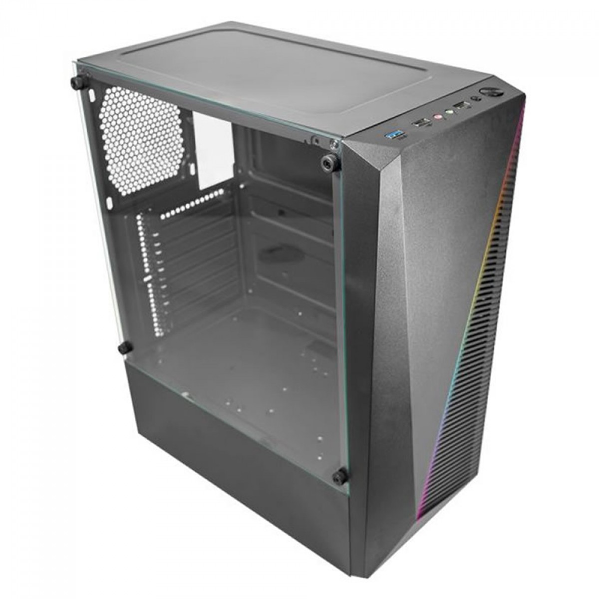 Gabinete Gamer K-MEX Demon I, RGB, Mid Tower, Lateral em Vidro, ATX, Sem Fonte, Sem Fan, Preto, CG02W5RH001CB0X