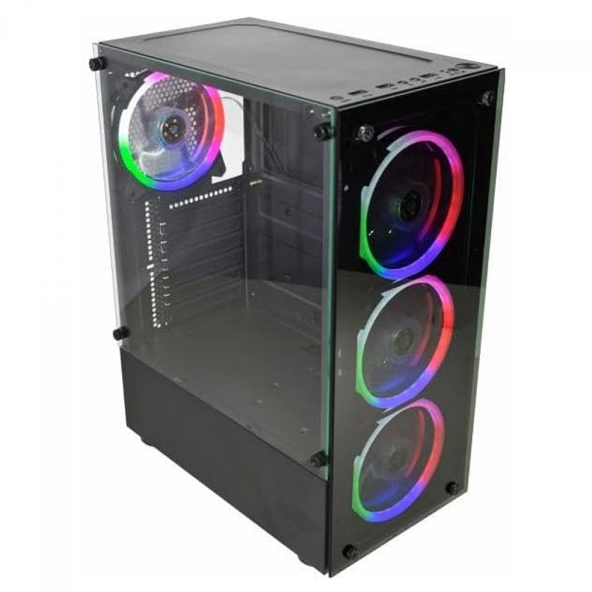 Gabinete Gamer K-MEX Elite Multicolor, RGB, Mid Tower, Lateral em Vidro, ATX, Com 3 Fans, Sem Fonte, Preto, CG10W5RH001CB0X