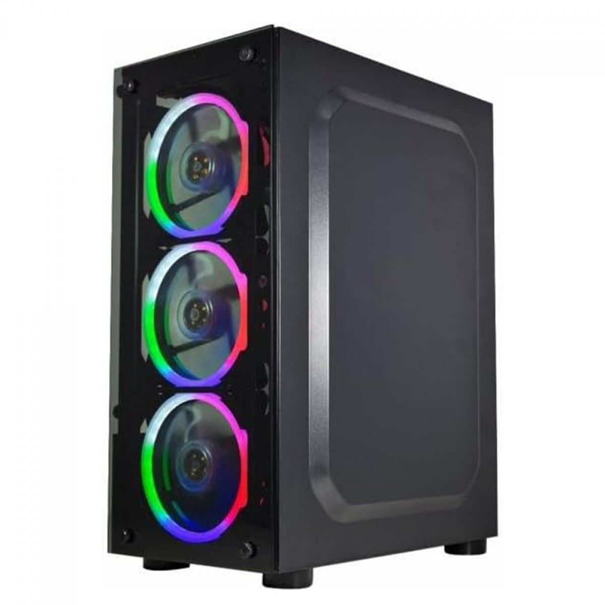 Gabinete Gamer K-MEX Elite Multicolor, RGB, Mid Tower, Lateral em Vidro, ATX, Com 3 Fans, Sem Fonte, Preto, CG10W5RH001CB0X