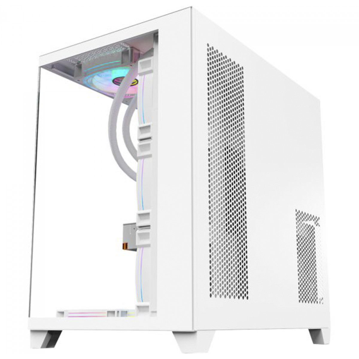 Gabinete Gamer K-MEX Ghost Shark, Aquario, Mid Tower, Vidro Temperado, ATX, White, Sem Fonte, Sem Fan, CGW2J1RH002CB0X