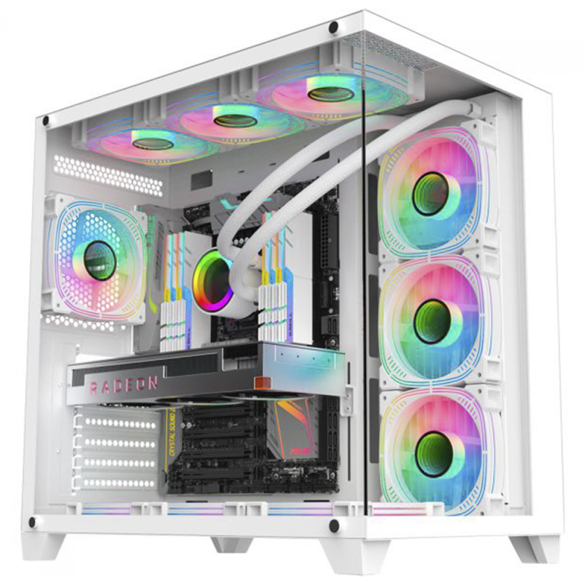 Gabinete Gamer K-MEX Ghost Shark, Aquario, Mid Tower, Vidro Temperado, ATX, White, Sem Fonte, Sem Fan, CGW2J1RH002CB0X