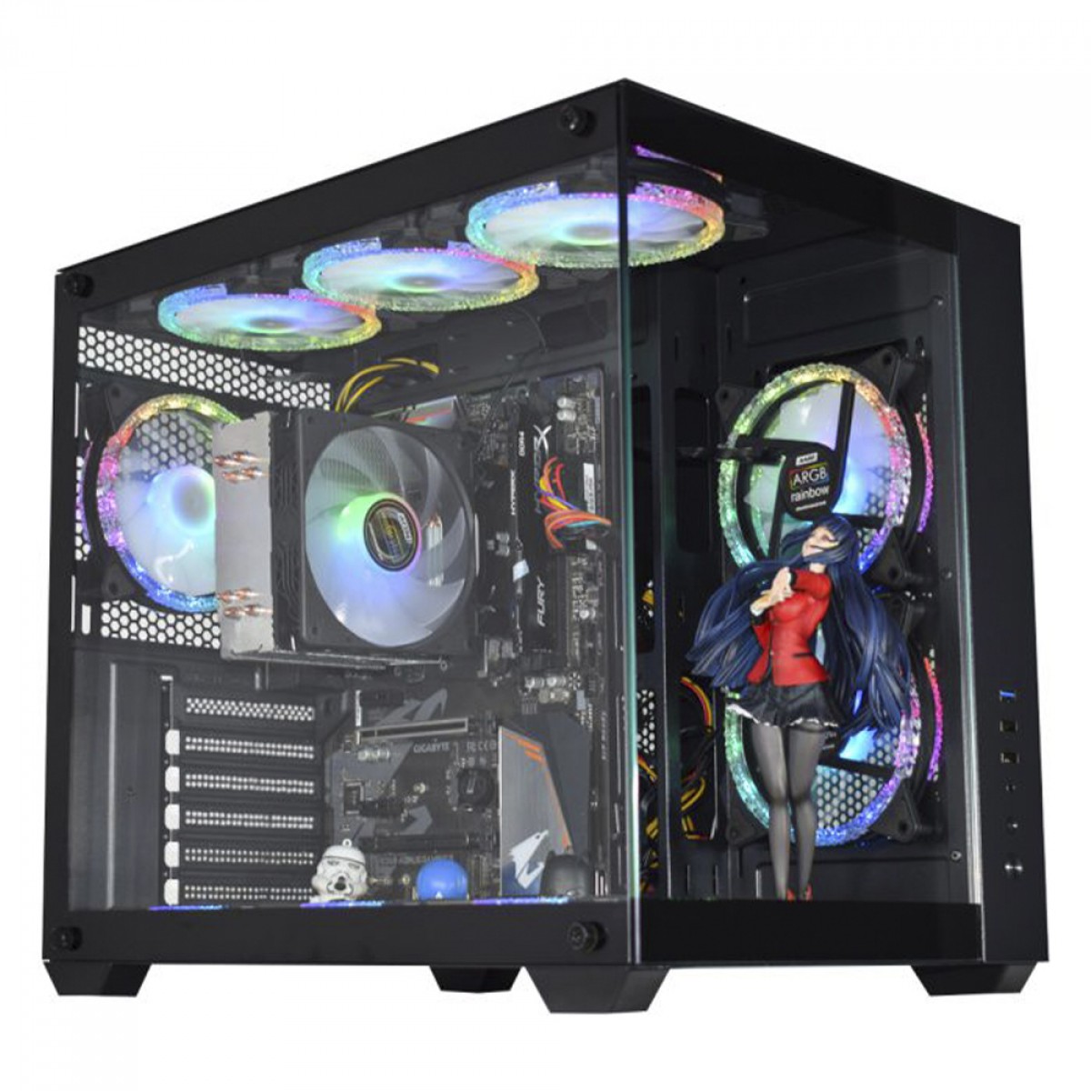 Gabinete Gamer K-MEX Hammerhead Shark, Mid Tower, Vidro Temperado, ATX, Black, Sem Fonte, Sem Fan, CGSYH6RH001CB0X